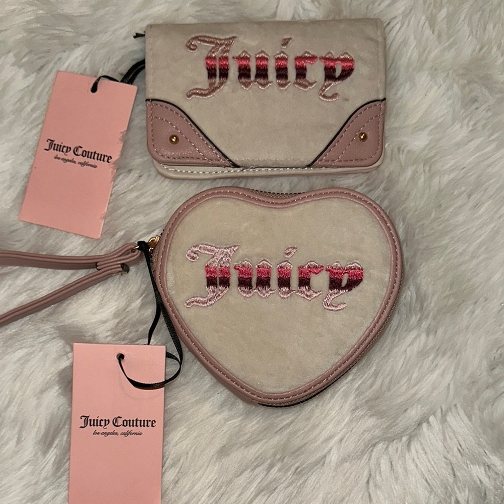 Juicy Couture Beige and Pink Wallet Set